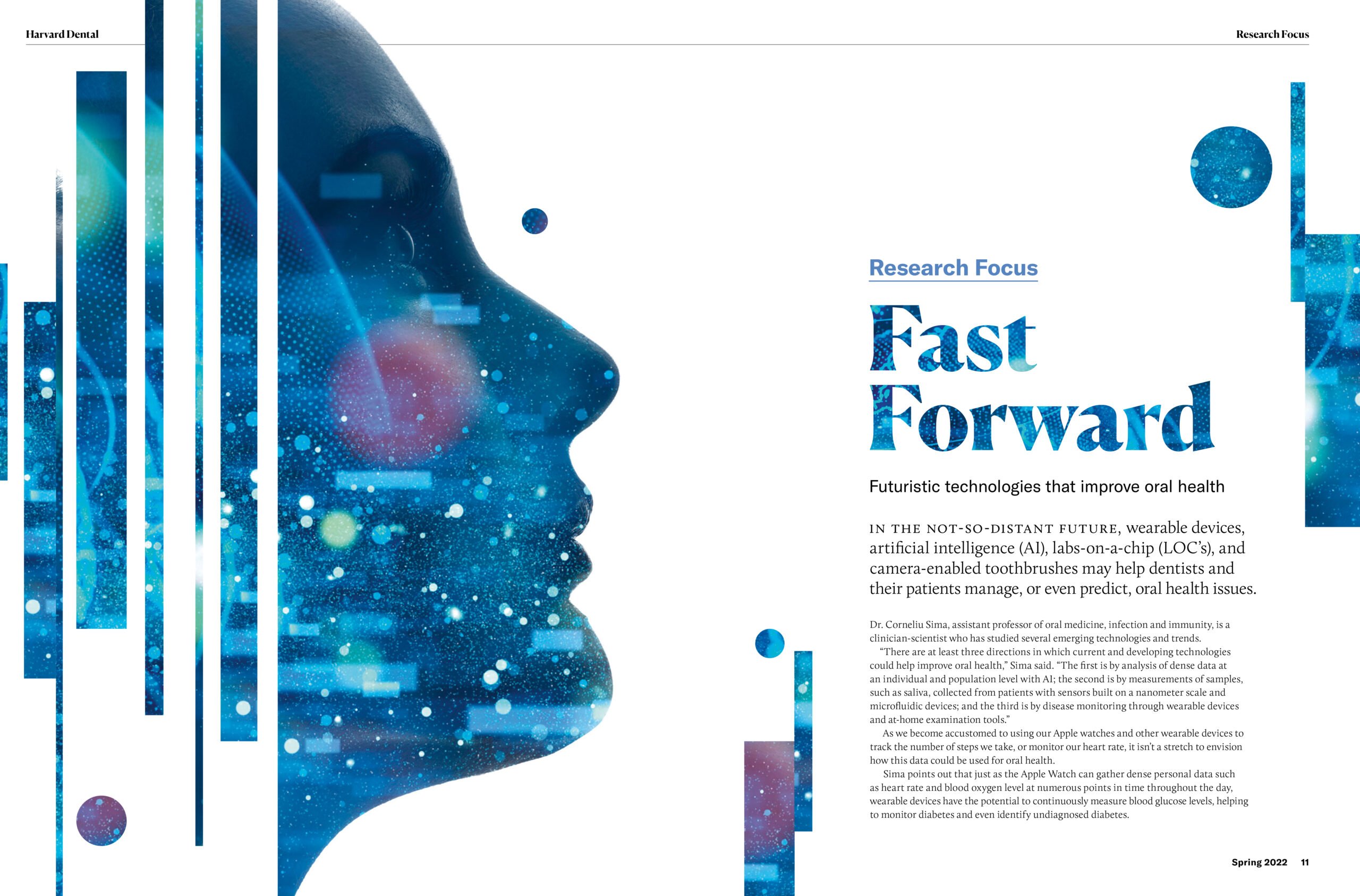 Harvard Dental Magazine Spring 2022 Fast Forward Feature Spread
