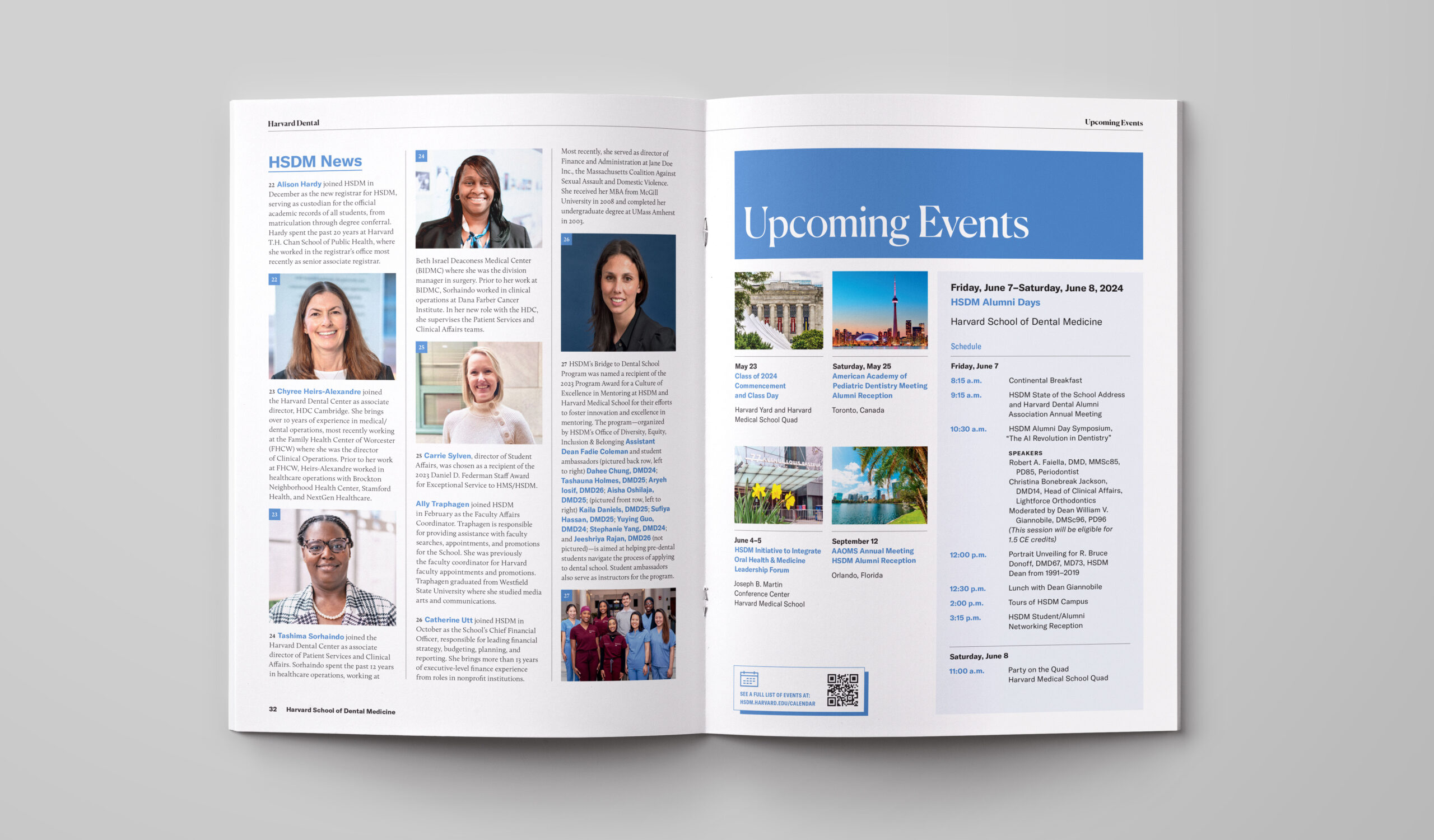 Harvard Dental Magazine Spring 2024 Upcoming Events Spread