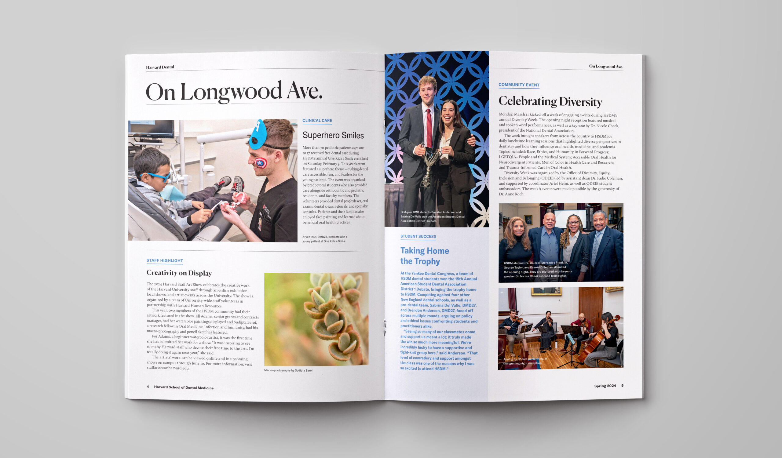 Harvard Dental Magazine Spring 2024 On Longwood Ave Spread