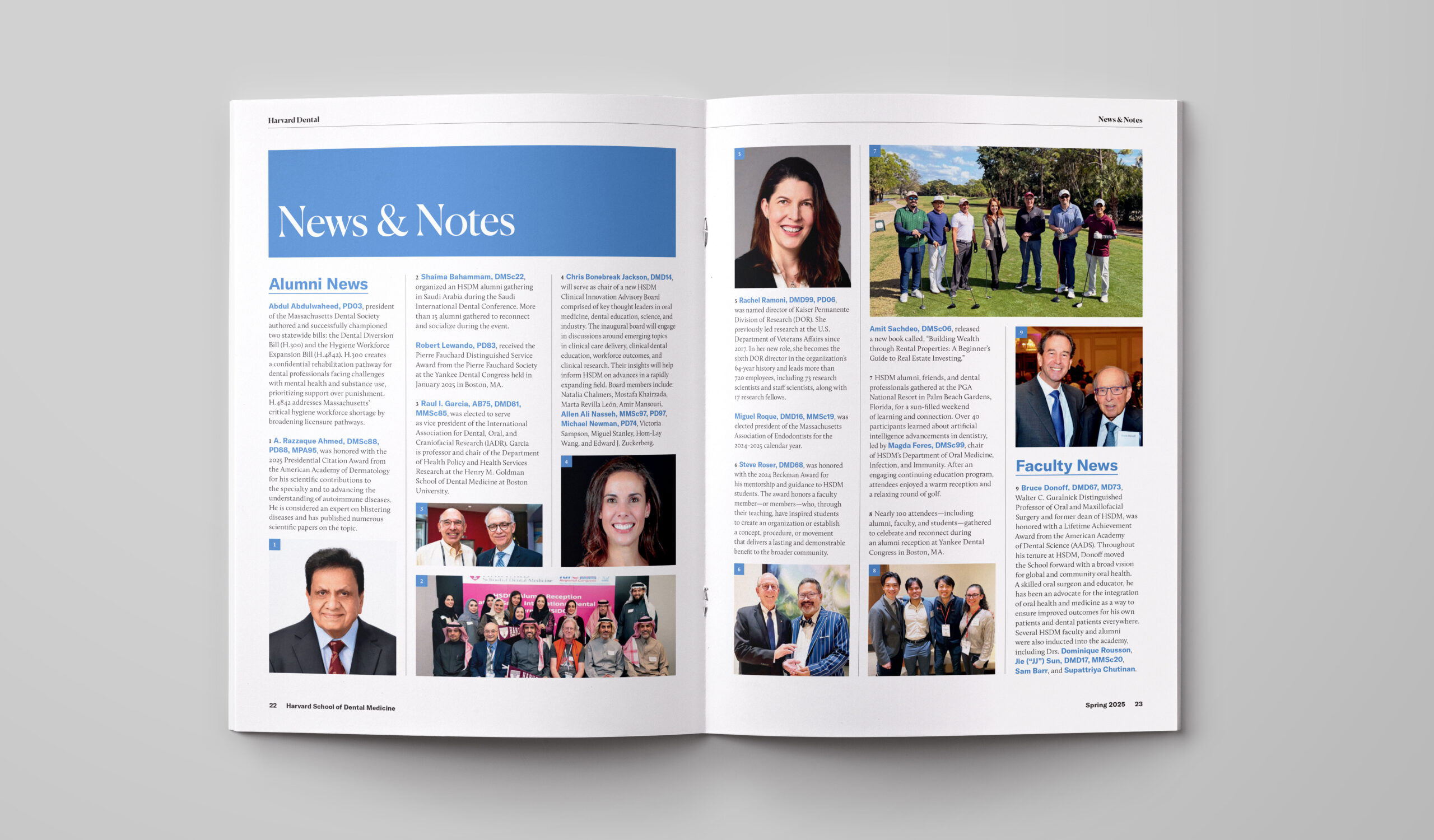 Harvard Dental Magazine Spring 2025 News and Notes Spread