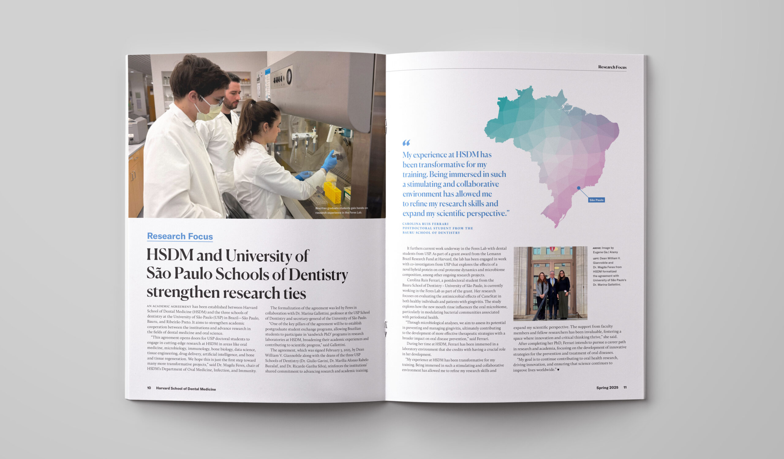 Harvard Dental Magazine Sprng 2025 Research Focus Spread
