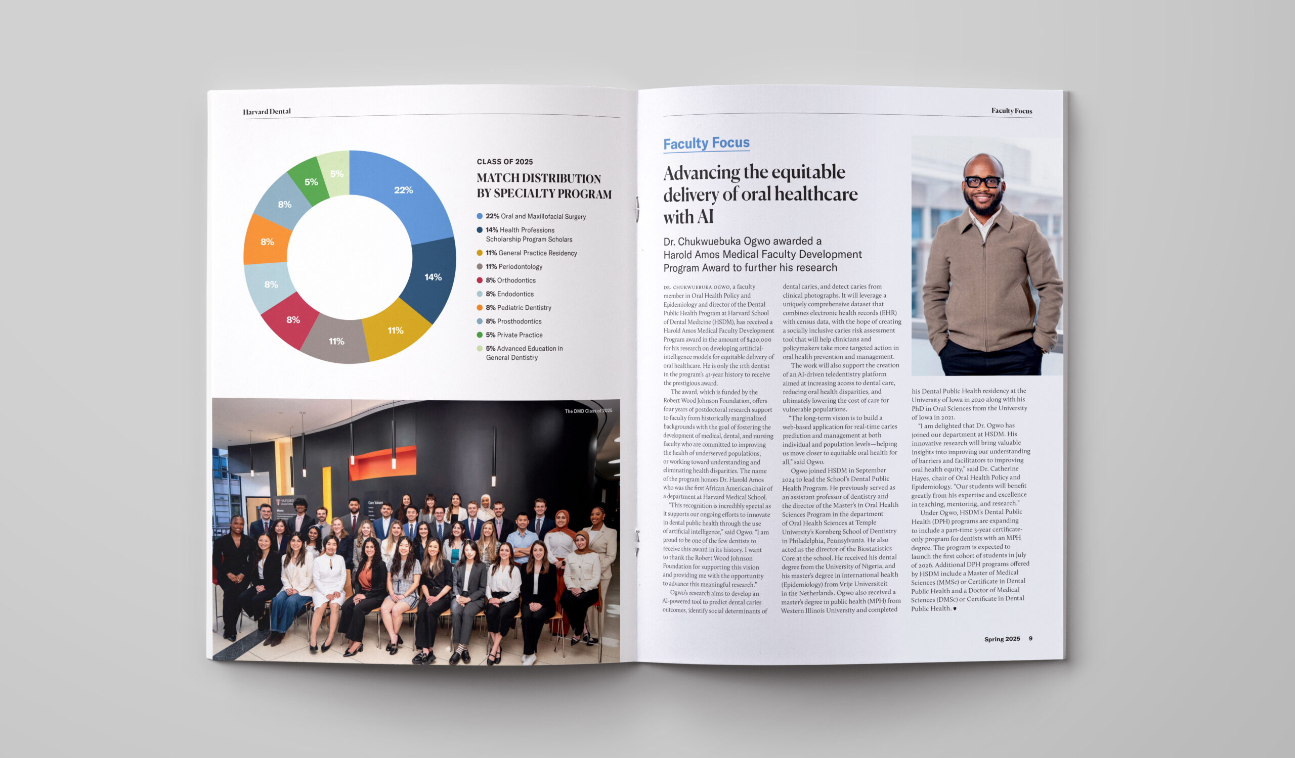 Harvard Dental Magazine Spring 2025 Faculty Focus Spread